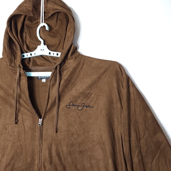 Sean John Velour Hoodie Men's Sz XXL Brown Hip Hop Punk Full Zip Up Logo Y2K 90s - Picture 8 of 12